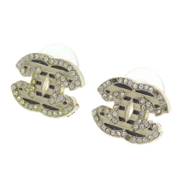 CHANEL Authentic Black Logo Earrings